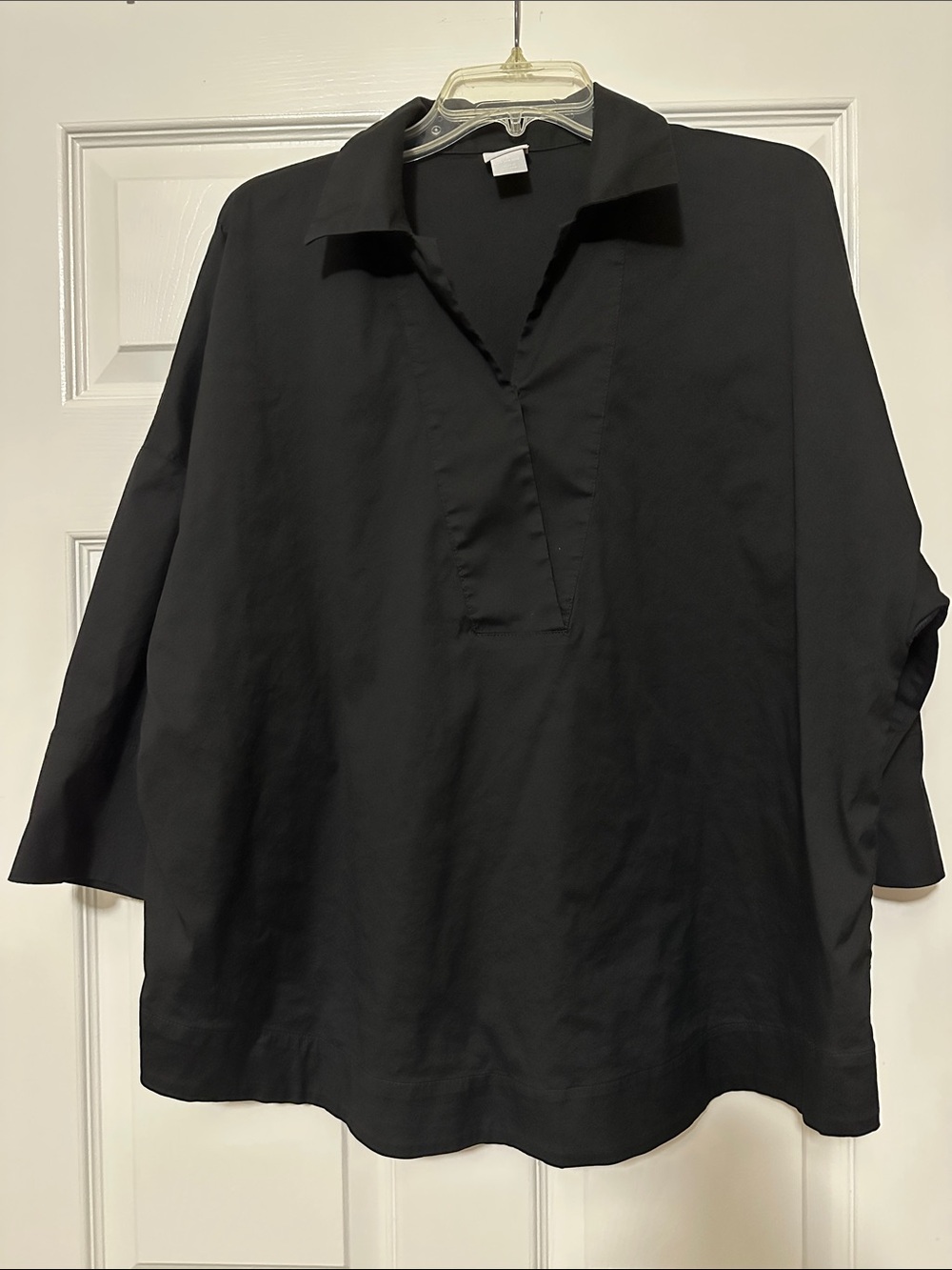 Chico's Black Collared V-Neck Top